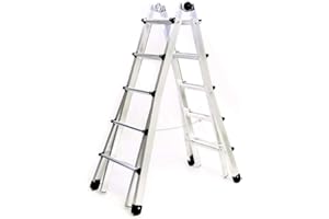 SCALE O.G. DI FRANCESCO OREFICE Scala Multiuso (Alluminio, 3+3 Gradini = 3 m), Telescopica, Adatta x Professionisti, Versatile x Lavoro, Prodotto In Italia