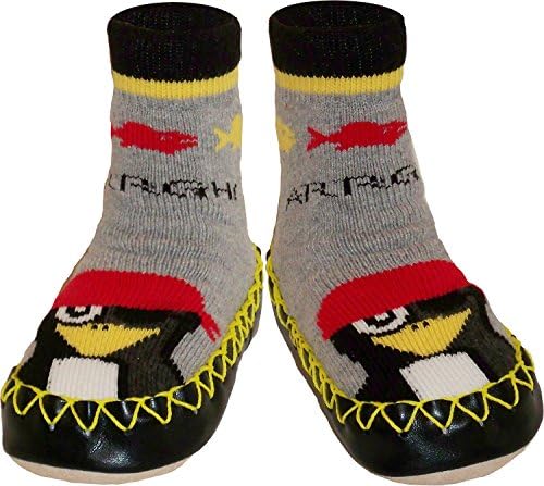 Konfetti Pirate Life Kids Swedish Moccasins House Slippers Shoes - Boys and Girls Slipper Socks - Home Footwear for Toddlers, Pre-Schoolers and Children