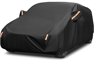 BADGESHAND Premium Waterproof Car Cover for Indoor and Outdoor Use with Cotton - All Weather Protection from Rain, Snow, UV, Dust and Hail - Fits Saloon/Hatchback Up to 177"/450cm