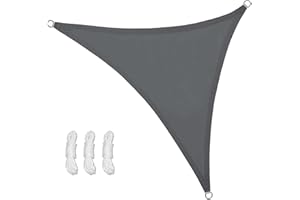 Sunal Triangle Sun Shade Sails 4×4×4m, Waterproof Shade Sail for Garden, 95% UV Blocking Outdoor Sun Shade Shade Canopy with Free Rope for Outdoor Garden Pergola Patio Party Backyard Lawn, Grey