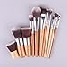 Partyqueen 11 Pcs Natural Bamboo Handles Super Soft Bristles Makeup Brush Set +free bag