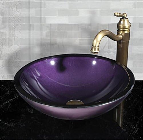 FFJTS Purple Wash Basin - Tempered Glass Art Basin Wash Basin (Single Bowl)