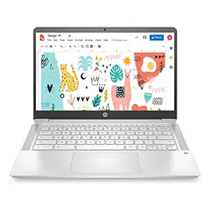 HP Chromebook 14-inch (35.56 cms) Thin & Light Touchscreen Laptop (Celeron N4020/4GB/64GB eMMC + 256GB Expandable Storage/Chrome OS/1.46 kgs Light/ Mineral Silver), 14a-na0003TU