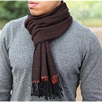 100% Kaschmir Schal Herren, Winter Kaschmir Mongolischen Garn (26/2) Rot Schwarz Reversible Schal mit Quaste, High-End-Kaschmir © Moksha Cashmere