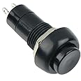 Black Round On/Off Latching Push Button Switch SPST 12mm