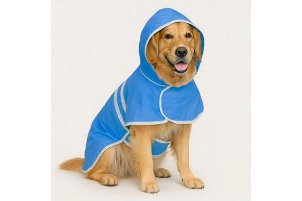 That Dog In Tuxedo Pawddington Dog Raincoat with Hoodie - Sky Blue (Size - 28, 1 Count)