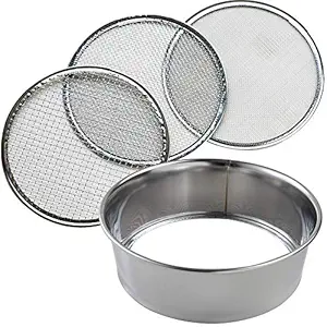 Hanafubuki 3PCS Soil Sieve Set 8-1/4inch(210mm), Made in Japan, 3 Sieve Mesh Sizes, Japanese Bonsai Gardening Tool - 8-1/4inch(210mm)