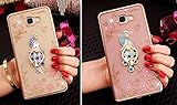 Samsung Galaxy A3(2016)/A310 Hülle mit Panzerglas,Ultra Slim 3D Bling Glitzer Silikon Transparent Soft TPU Case,Durchsichtig Weichem Silicone Thin Wasserdicht Shockproof Anti Slip Protection Schutzhülle,Butterfly Blume Kristall Diamant Glänzend Stoßdämpfend Spiegel Schutz Crystal Clear Handyhülle Etui Bumper mit Diamant Ring Halter Ständer Standfunktion Tasche für Samsung Galaxy A3(2016)/A310 4.7Zoll-[pfau stehend blau]+Panzerglas Folie/Displayfoile/Displayschutzfolie - 2