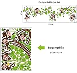 HALLOBO® Wandtattoo Affe Schaukel Affen Wandaufkleber Monkey Wandsticker Kinderzimmer Kinder Baby - 3