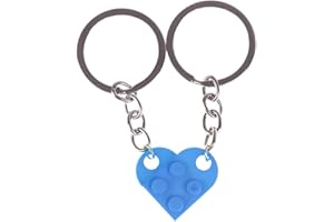 XPEX Portachiavi Personalizzato,Portachiavi Cuore Rosso Portachiavi Cuore Piccolo Heart Keychain in Mattoni per Coppie, 2 Pezzi Decorazioni Cuore Abbinate Portachiavi Coppia