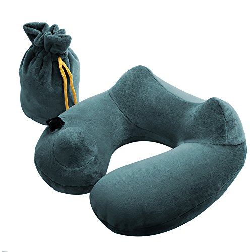 Aufblasbare Nackenkissen,IntimaTe WM Heart PVC Reisekissen Aufblasbar, Soft Nackenkissen, Travel Support Pillow Neck Pillow Kissen Für Den Flugzeug Schlafen Auto Eisenbahn (GRAY)