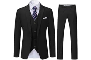 YOUTHUP Abito da Uomo 3 Pezzi Suit Slim Fit Business Wedding Abiti per Uomo Giacca e Gilet e Pantaloni