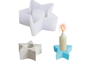 CEZKFH 1 Stück Gießformen Silikon, Silikonformen Gießformen Weihnachten, Silikonform Kerzenhalter, Silikonform Gießform,Gießform Kerzenhalter Stern Form DIY Silikon Gießform