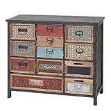 Shabby-Look Mendler Apotheker-Schrank HWC-A43, Kommode, Tanne Holz massiv Vintage Shabby-Look 90x84x32cm