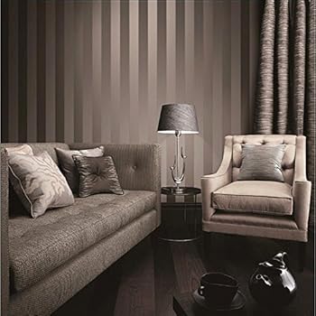 Luxus Metallic Gold und Braun Strukturierte Streifen Tapete Home Raum