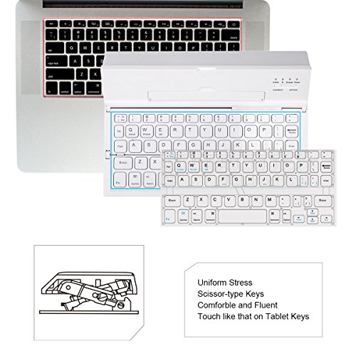 Faltbare Aluminium Bluetooth QWERTY Tastatur für Sony Xperia Z4 Tablet SGP712 – F18 Weiß - 6