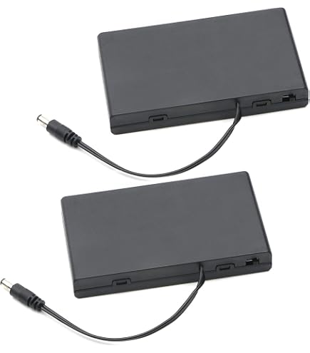 VISSQH 5 Portabatterie AA Con Spina DC E Interruttore – 4×1.5V, 6V, In Plastica, Con Coperchio E Scatola Di Stoccaggio