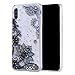 Produktbild Misstars Glitzer Hülle für Galaxy A50, Bling Pailletten Transparent Weich TPU Silikon mit Schwarz Blumen Malerei Muster Backcover Anti-Rutsch Kratzfeste Schutzhülle für Samsung Galaxy A50 2019