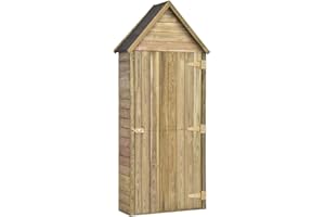 vidaXL Legno Pino Impregnato Capanno Attrezzi Giardino con Porta Robusto Pratico Casetta Strumenti Ripostiglio Deposito 69,5x32x178 cm Colore Naturale