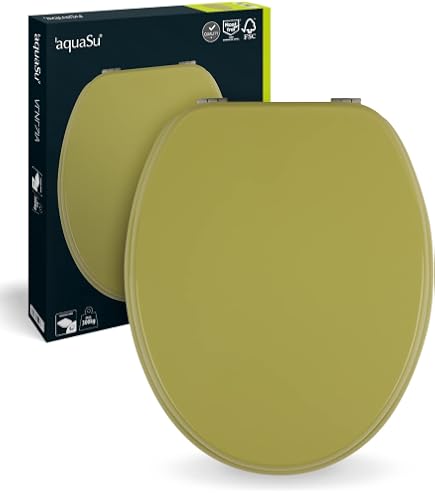 Schläfer WC-Sitz 'Weser' Moosgrün – Oval, Aus Lackiertem MDF-Holz, Verstellbare Scharniere