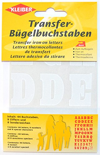 Kleiber 3,5 cm x 2,5 cm Buchstaben und Zahlen zum Aufbügeln, weiß - 2