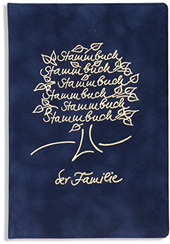 Stammbuch der Familie -Abre-, Familienstammbuch, Dunkelblau, Velours, Goldprägung, Klemmtechnik, Klemmschiene, Stammbücher