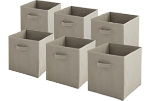 Box and beyond Lot de 6 bacs de Rangement intissés Pliables - Taupe - 27x27x27cm