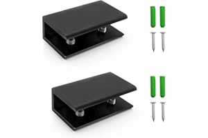 Glasbodenträger, TIANLIN 2 Stück Schwarzes Glasregal, Glashalter Edelstahl, Verstellbereich 8-12mm, Geeignet für Wohnzimmer, Badezimmerglas und Regale