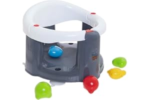 EBEBEK BABY PLUS Baby Bath Seat for 6 Months Plus | Portable Non-Slip Baby Bath Chair | Bath Seat with Suction Cups | Baby Bath Support Seat (Grey-with Accessories)