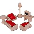 Lakshya India Wooden Lounge Living Room Toy Set for Kids - 5 Piece Dollhouse Furniture Set Suitable for Playing Kids Age 5-10 Years (Color-Brown)