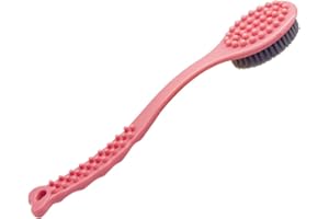 QiCheng&LYS Brosse arrière brosse de massage corporelle douce et confortable, peut nettoyer le dos dans toutes les directions (Rose)