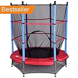 Fitness Trampolin Gartentrampolin 140cm mit Sicherheitsnetz Kinder Trampolin Sicherheitsrampolin