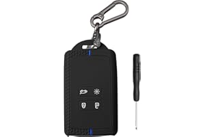 FT FUNTOR Car Key Cover for Renault, 4 Button Key Fob Cover, TPU Silicone Key Cover Compatible with Renault Captur Clio Dacia Duster Espace Kadjar Koleos Megane (Black Blue)