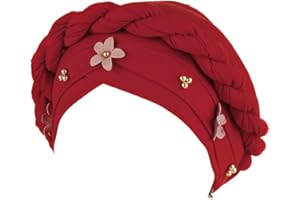 MoreChioce Turban Chapeau avec Perles,Bonnet Cheveux Bandana Chimio pour Femmes Musulman Stretch Casquette