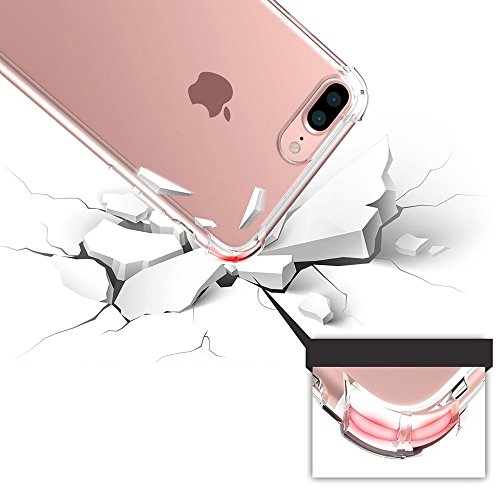[2 Pack Screen Protector] iPhone 8 Plus / 7 Plus Case, MaxTeck Shock Absorption Transparent Rubber Case [Clear Grip] Slim Flexible TPU Bumper Cover with 2 Screen Protector for Apple iPhone 8 Plus / 7 Plus 5.5