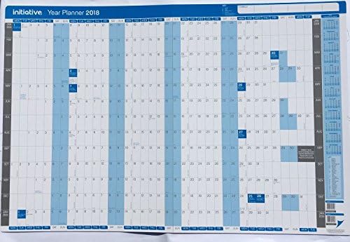 Initiative Quality 13 Month Year Planner A1 Unmounted 2018 With Pen &amp; Sticker Dots