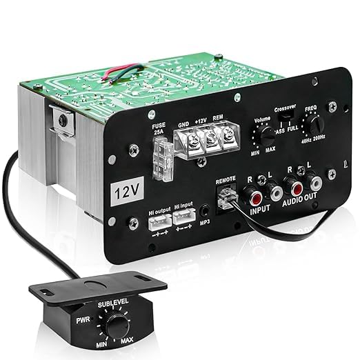 FABTEC 120W Car Multi Channel Amplifier Stereo Power 12V Dual Channel Mono Amp Audio, Bass Sub Woofer Kit, Monoblock, Class AB, Mosfet Power Supply with Volume Controller Remote