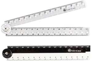Belegao 2 PCS Folding Rulers, 15cm/30cm Foldable Ruler Clear & Black/White Stationery Ruler Straight Geometric Rulers Plastic Measuring Tools for Kids Adults School Office (Solid & Transparent)