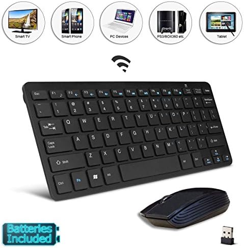 Black Wireless Mini Keyboard & Mouse Easy Control for LG 86UK6500PLA 86" Smart TV