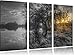 Produktbild herbstliche Landschaft im Morgengrauen B&W Detail 3-Teiler Leinwandbild 120x80 Bild auf Leinwand, XXL riesige Bilder fertig gerahmt mit Keilrahmen, Kunstdruck auf Wandbild mit Rahmen, gänstiger als Gemälde oder Ölbild, kein Poster oder Plakat
