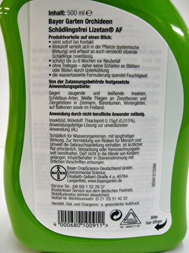 Bayer Schädlingsbekämpfung Orchideen-Schädlingsfrei Lizetan AF, 500 ml, mehrfarbig - 2