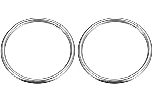 sourcing map 2 Stück O Ringe Edelstahl 304 Metallringe, 70 mm Außendurchm. 5 mm Dicke Geschweißter O-Ring für Befestigung Schrauben Haken Campinggürtel Hundeleinen Taschen Paracord Zubehör
