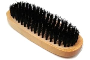 PARENCE.- Spazzola per scarpe in legno - 14x5x3 cm - Setole nere semidure - Cura in pelle, pelle scamosciata, nabuk - Spazzola per la pulizia e la lucidatura di scarpe, stivali e borse