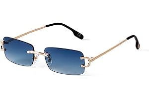 ADEWU Occhiali da sole retrò vintage occhiali senza bordi protezione UV stretti occhiali da sole rettangolari uomo donna unisex