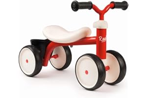 Smoby - Porteur Rookie Rouge - Métal - Selle Incurvée - Roues Silencieuses - Coffre à Jouets - Premier Age - Dès 12 Mois