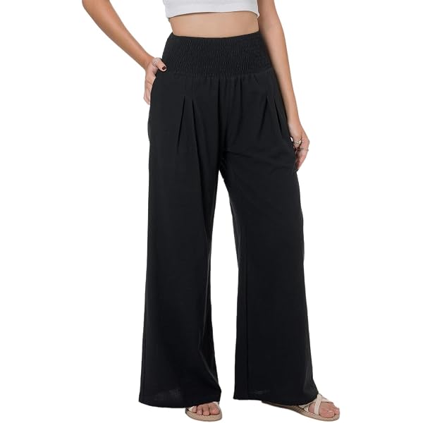 SEAUR Dansbroek voor dames, chiffon, wijde pijpen, oosterse dans, latin, pilates, yoga, palazzo broek, zomerbroek, vrijetijdsbroek, S-XL, zwart, S