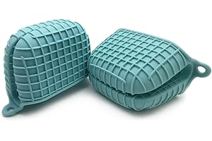 ATWG Mini Oven Gloves Thicken Silicone Pot Holder Mini Oven Mitt Heat Resistant Pinch Covers for Baking, Cooking, Bbq Grilling (Green)