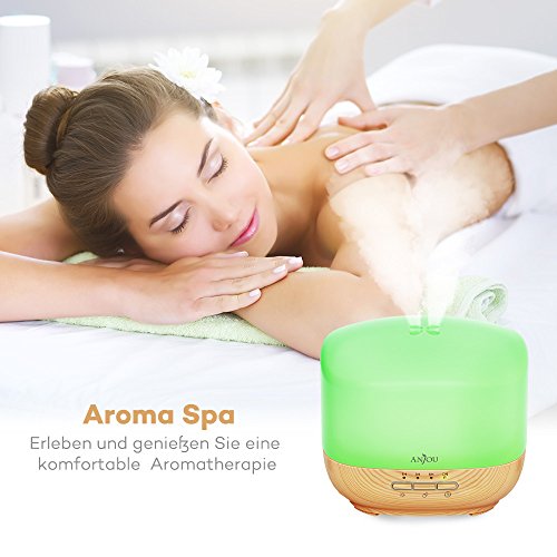 Aroma Diffusor Anjou 500ml Luftbefeuchter ätherisches Öl Diffusor Duftzerstäuber für Aromatherapie, einstellbarer Nebelausstoß, 7 Farbstufen, Niedrigwasserschutz - 7