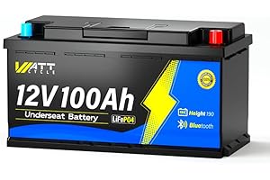 ‎WATTCYCLE WattCycle 12V 100Ah LiFePO4 RV Untersitzbatterie mit Bluetooth & Smart 100A BMS, Tieftemperaturschutz, Max. 15.000 Zyklen, 20,48kWh, DIN H8 L5 Größe, perfekter Rv Blei-Säure-Ersatz
