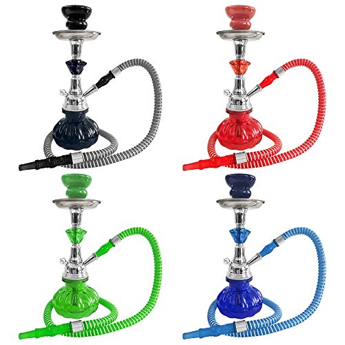 Mianova Orientalische Shisha inkl. Kohle, 5 Mundstücke und Zange – 25cm / Rot - 9